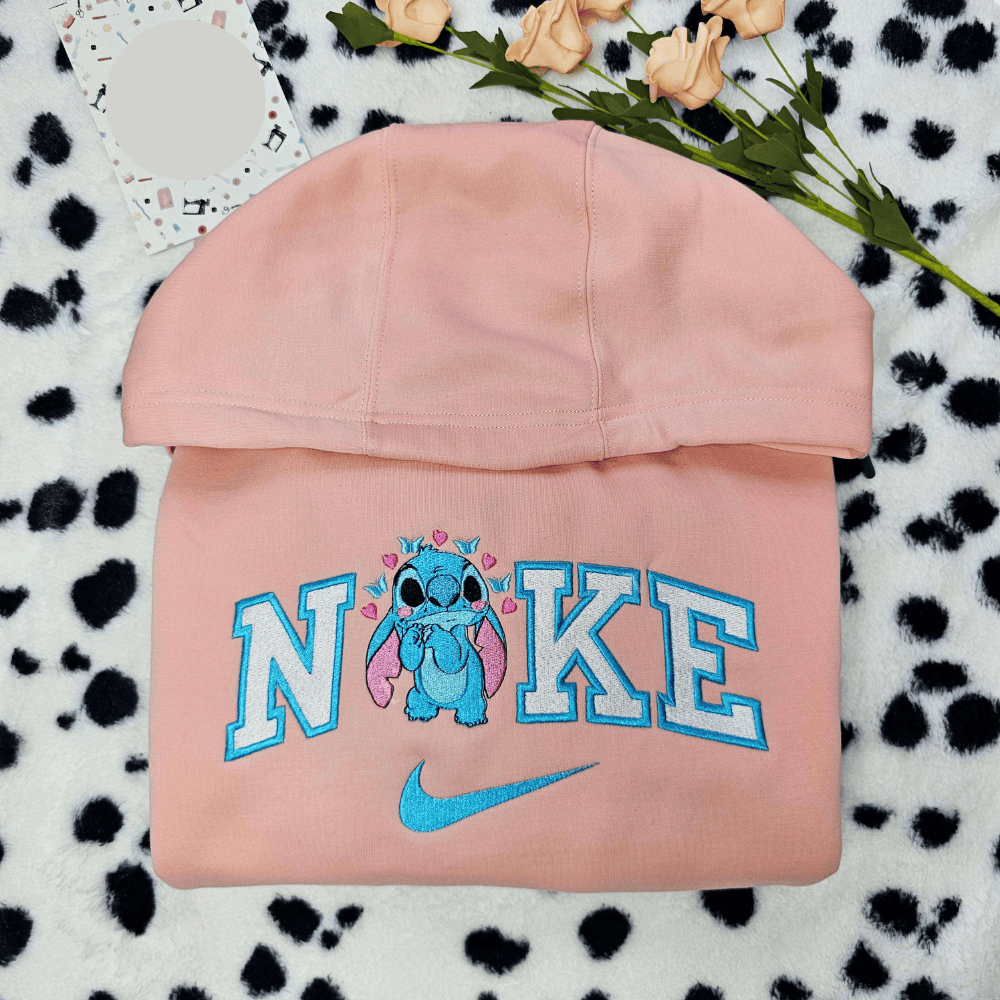Stitch Cute Heart Butterfly Embroidered Shirt