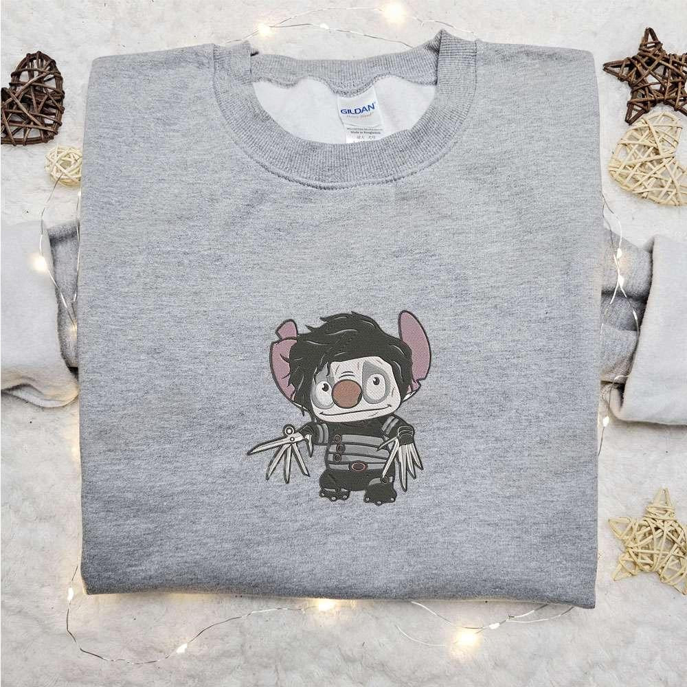 Stitch Edward Scissorhands Embroidered Shirt Disney Characters Embroidered Hoodie Best Halloween Gift Ideas