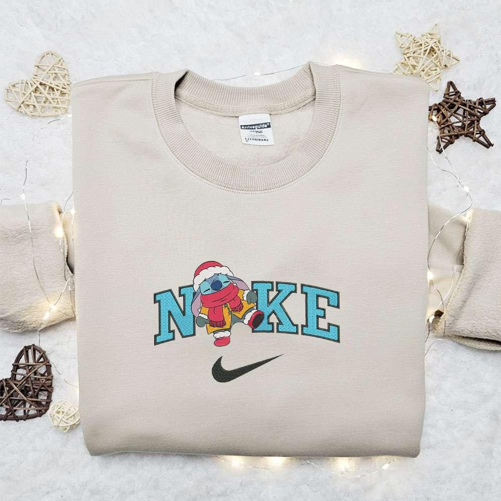 Stitch Enjoy Christmas x Nike Embroidered Sweatshirt Movie Christmas Embroidered Shirt Best Christmas Gift Ideas