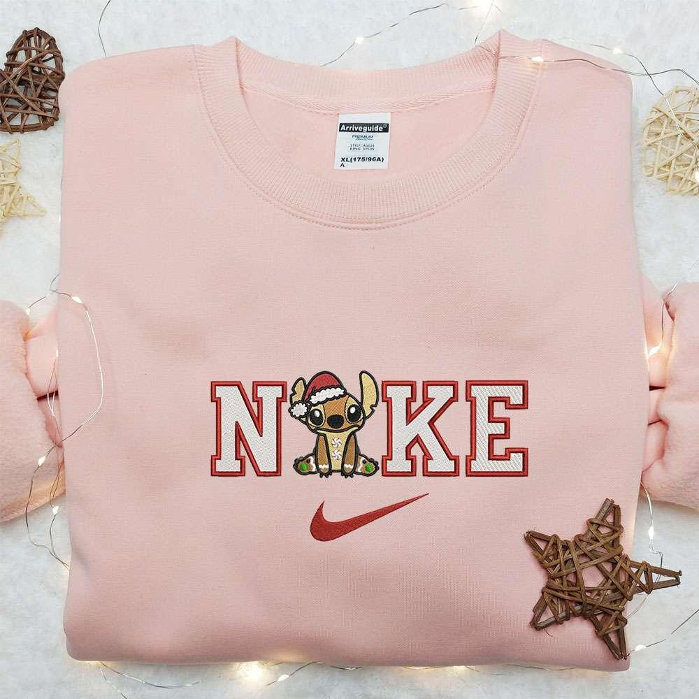 Stitch Gingerbread x Nike Embroidered Shirt Disney Characters Embroidered Hoodie Best Christmas Gifts For Family