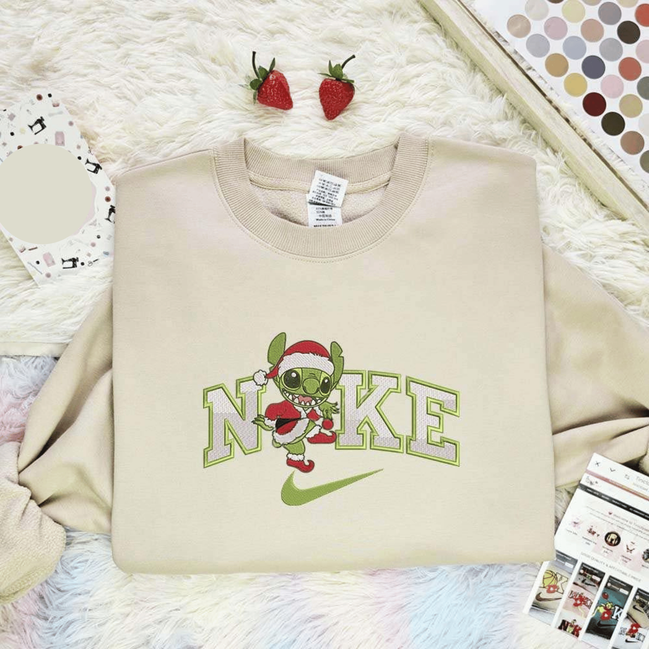 Stitch Grinch Sneaking Christmas Embroidered Shirt, Best Christmas Gift Ideas For Family