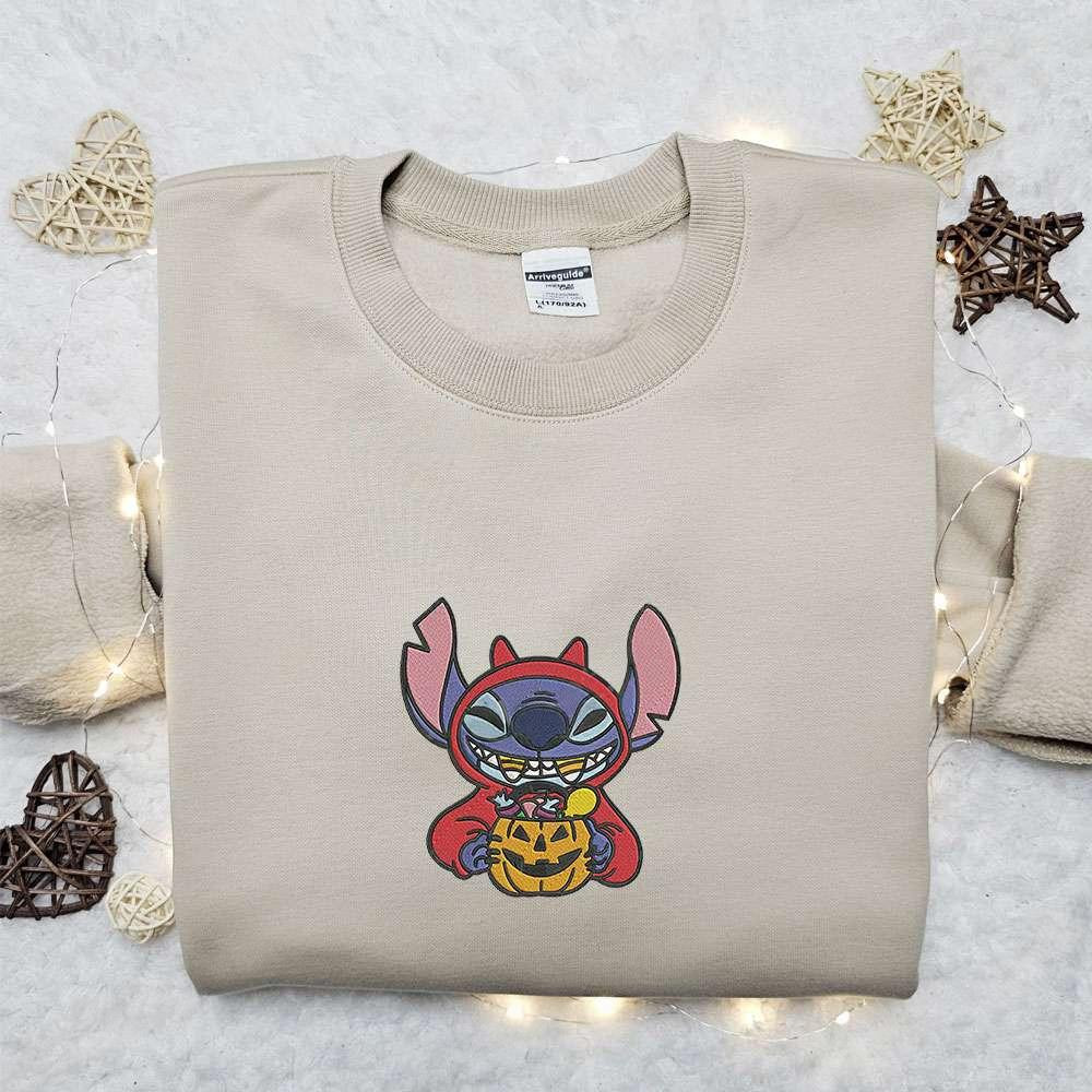 Stitch Halloween Candy Embroidered Shirt Disney Characters Embroidered Hoodie Best Halloween Gift Ideas