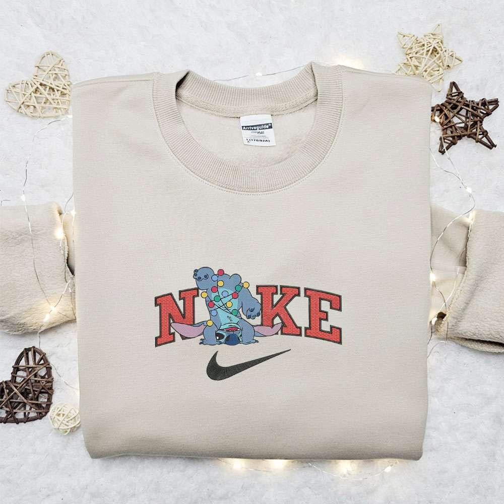 Stitch Handstand Christmas x Nike Embroidered Sweatshirt Movie Christmas Embroidered Shirt Best Christmas Gift Ideas