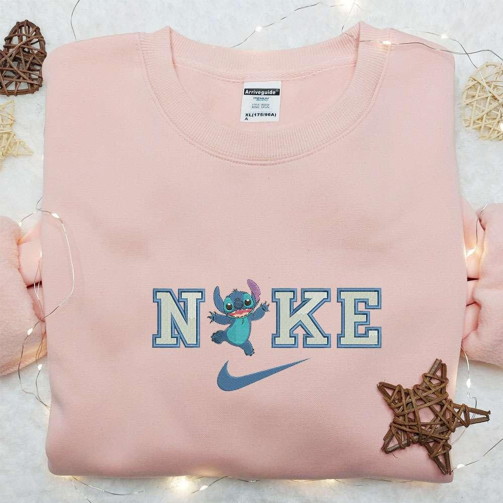 Stitch Happy x Nike Embroidered Sweatshirt Lilo and Stitch Disney Embroidered Shirt The Best Gift