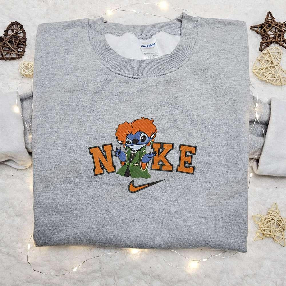 Stitch Hocus Pocus x Nike Embroidered Sweatshirt Horror Movie Halloween Embroidered Shirt Best Halloween Gift Ideas