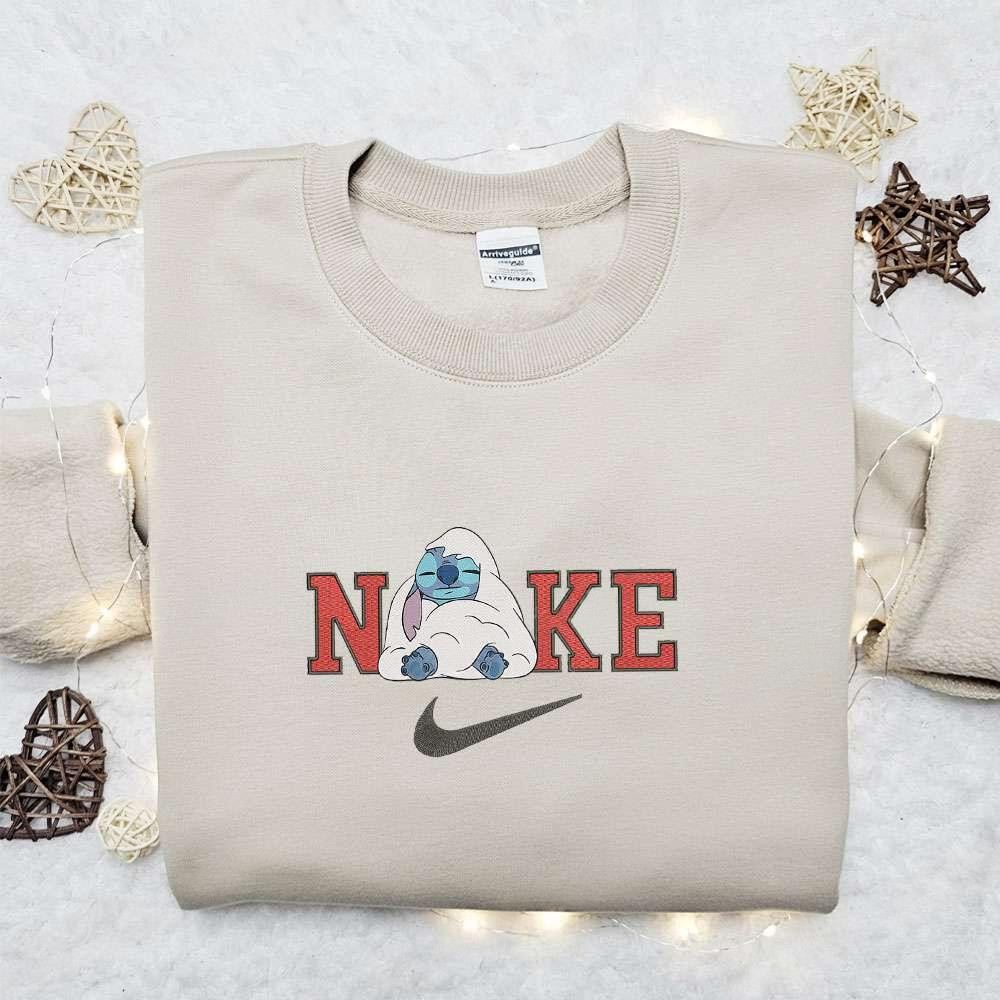 Stitch In Blanket Christmas x Nike Embroidered Sweatshirt Movie Christmas Embroidered Shirt Best Christmas Gift Ideas