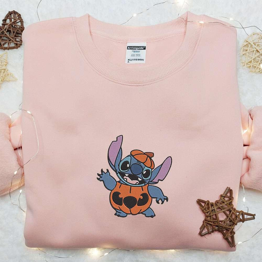 Stitch In Pumpkin Embroidered Shirt Disney Characters Embroidered Hoodie Best Halloween Gift Ideas