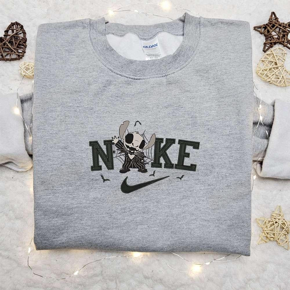 Stitch Jack Halloween x Nike Embroidered Sweatshirt Horror Movie Halloween Embroidered Shirt Best Halloween Gift Ideas