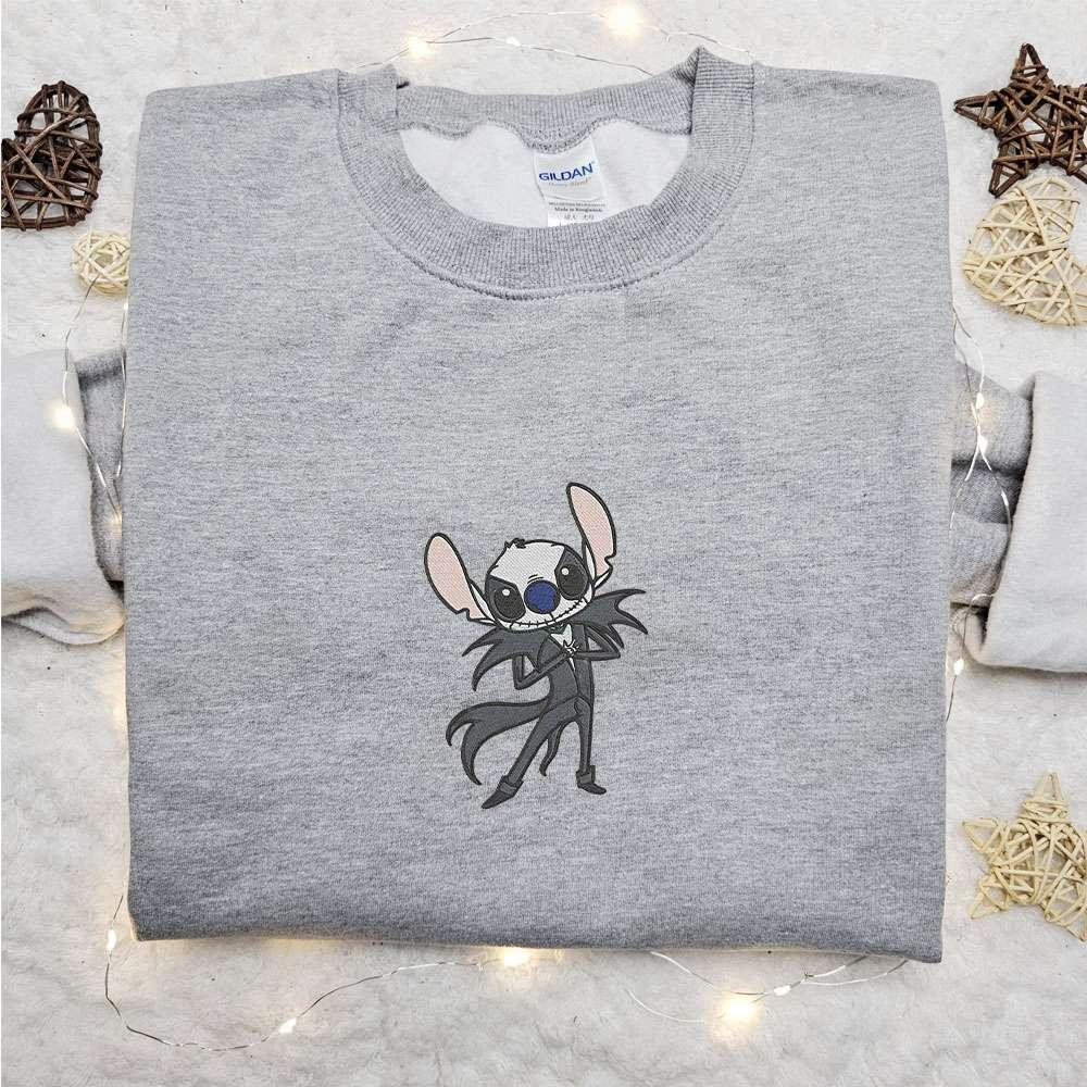 Stitch Jack Skellington Embroidered Shirt Disney Characters Embroidered Hoodie Best Halloween Gift Ideas