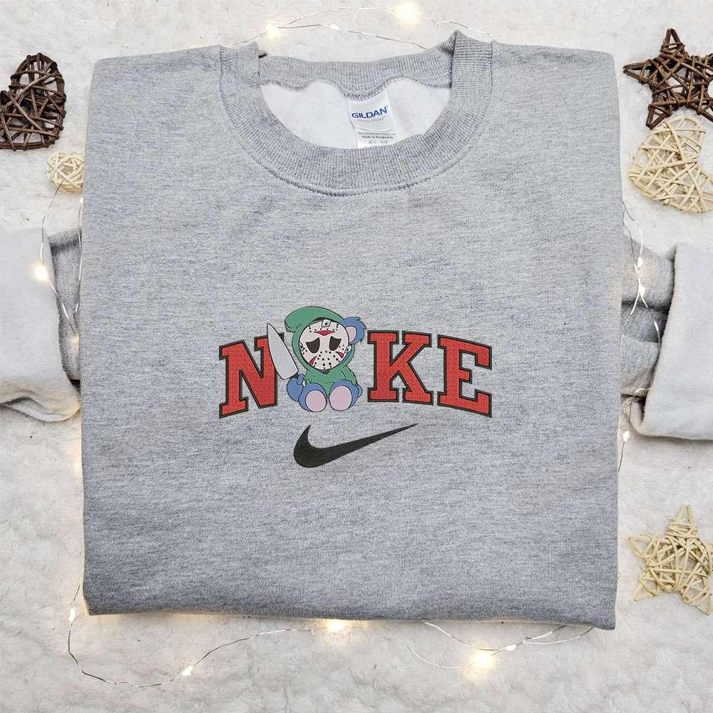 Stitch Jason Vooher x Nike Halloween Embroidered Sweatshirt Horror Movie Halloween Embroidered Shirt Best Halloween Gift Ideas