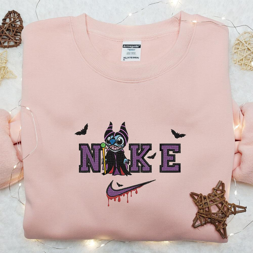 Stitch Maleficent x Nike Embroidered Hoodie Nike Inspired Embroidered Shirt Best Halloween Gift Ideas