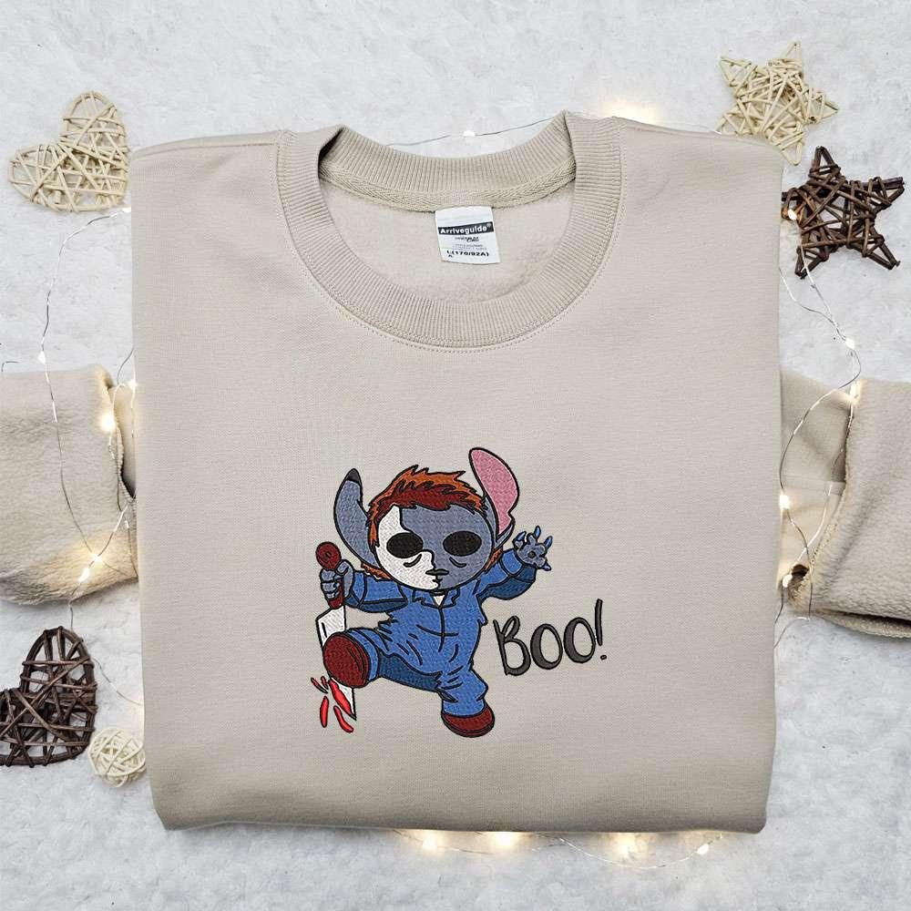 Stitch Michael Myers Embroidered Hoodie Disney Horror Movie Embroidered Hoodie Best Gift Ideas