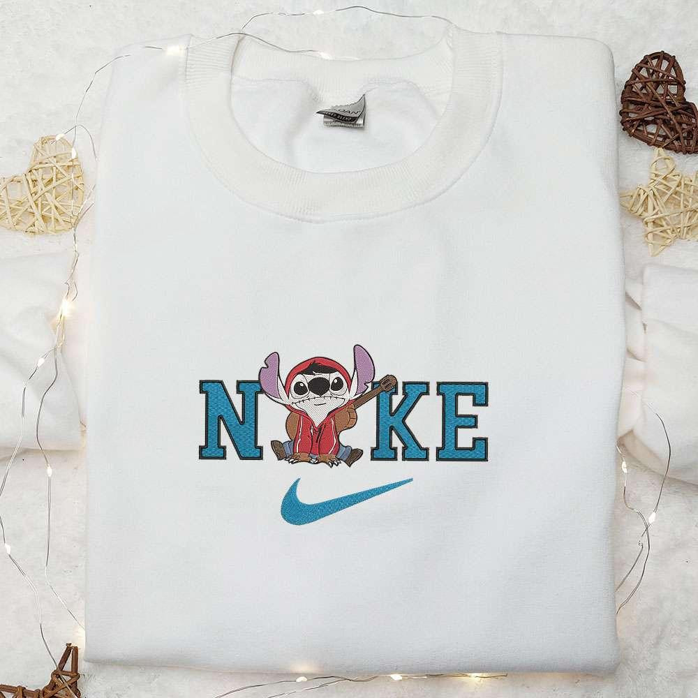 Stitch Miguel x Nike Embroidered Shirt Funny Disney Characters Embroidered T shirt Nike Inspired Embroidered Sweatshirt