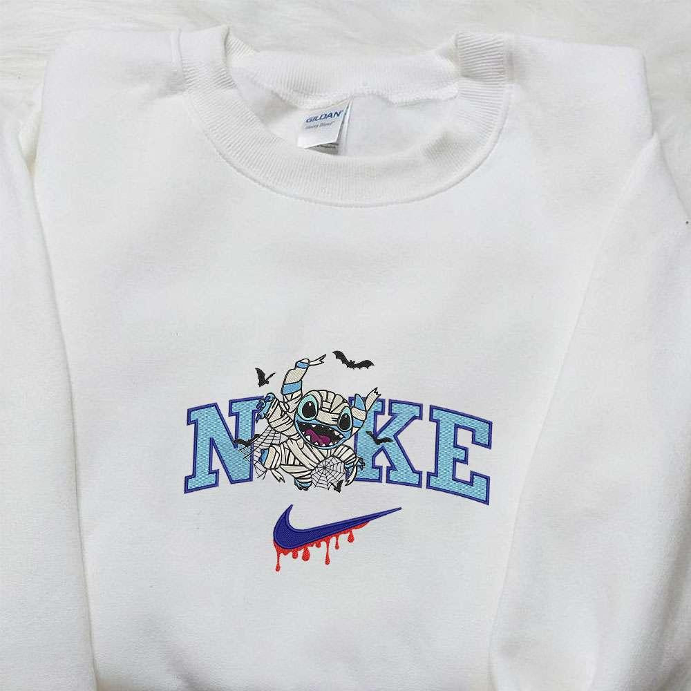 Stitch Mummy x Nike Embroidered Shirt Funny Disney Characters Embroidered T shirt Nike Inspired Embroidered Sweatshirt