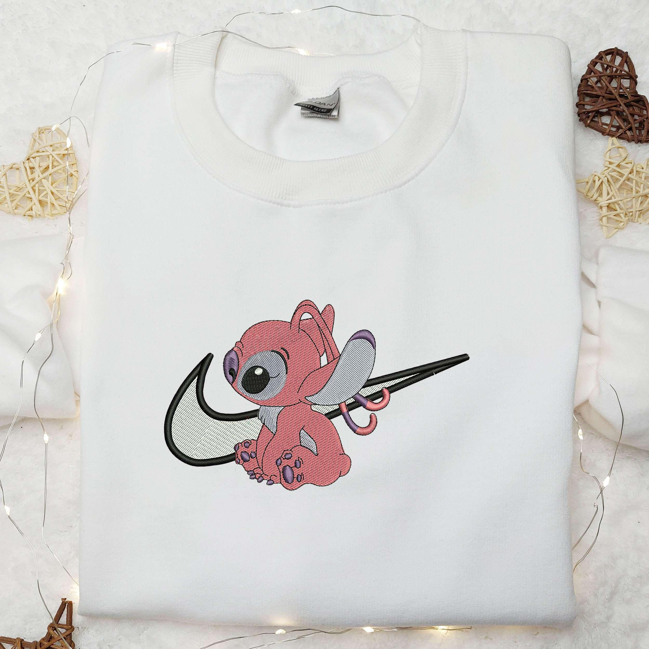 Stitch Nike Swoosh Embroidered Shirt Nike Inspired Embroidered Shirt Disney Shirts for Family