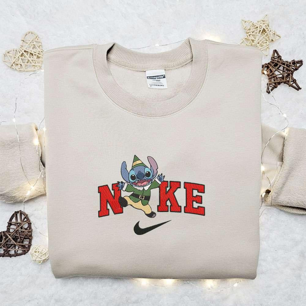 Stitch Noel Disney x Nike Christmas Embroidered Sweatshirt Christmas Embroidered Shirt Best Christmas Gift Ideas
