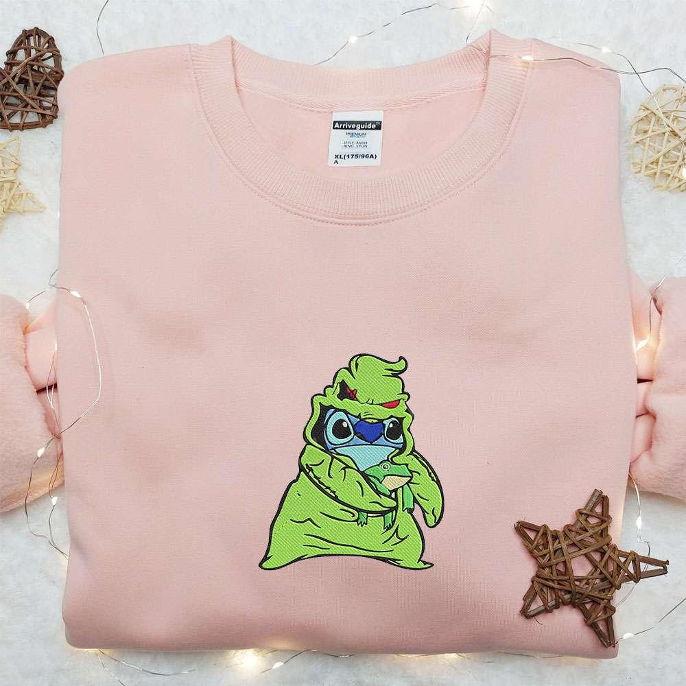 Stitch Oogie Boogie And Frog Embroidered Shirt Disney Characters Embroidered Hoodie Best Halloween Gift Ideas