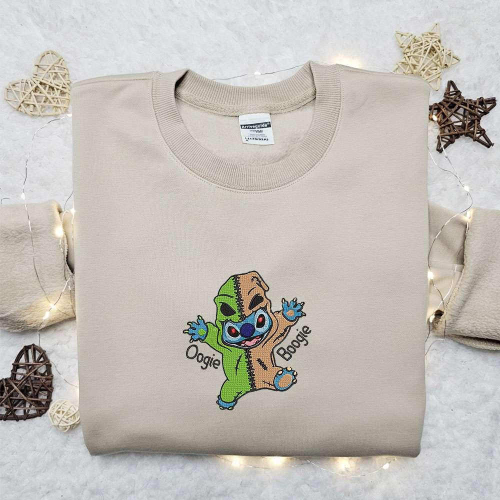 Stitch Oogie Boogie Embroidered Shirt Disney Characters Embroidered Hoodie Best Halloween Gift Ideas