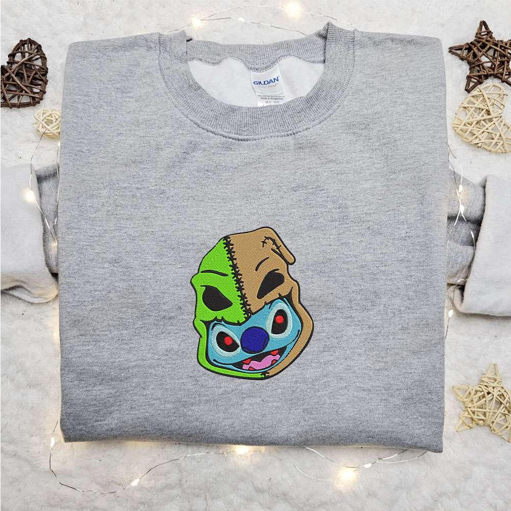 Stitch Oogie Boogie Head Embroidered Shirt Disney Characters Embroidered Hoodie Best Halloween Gift Ideas