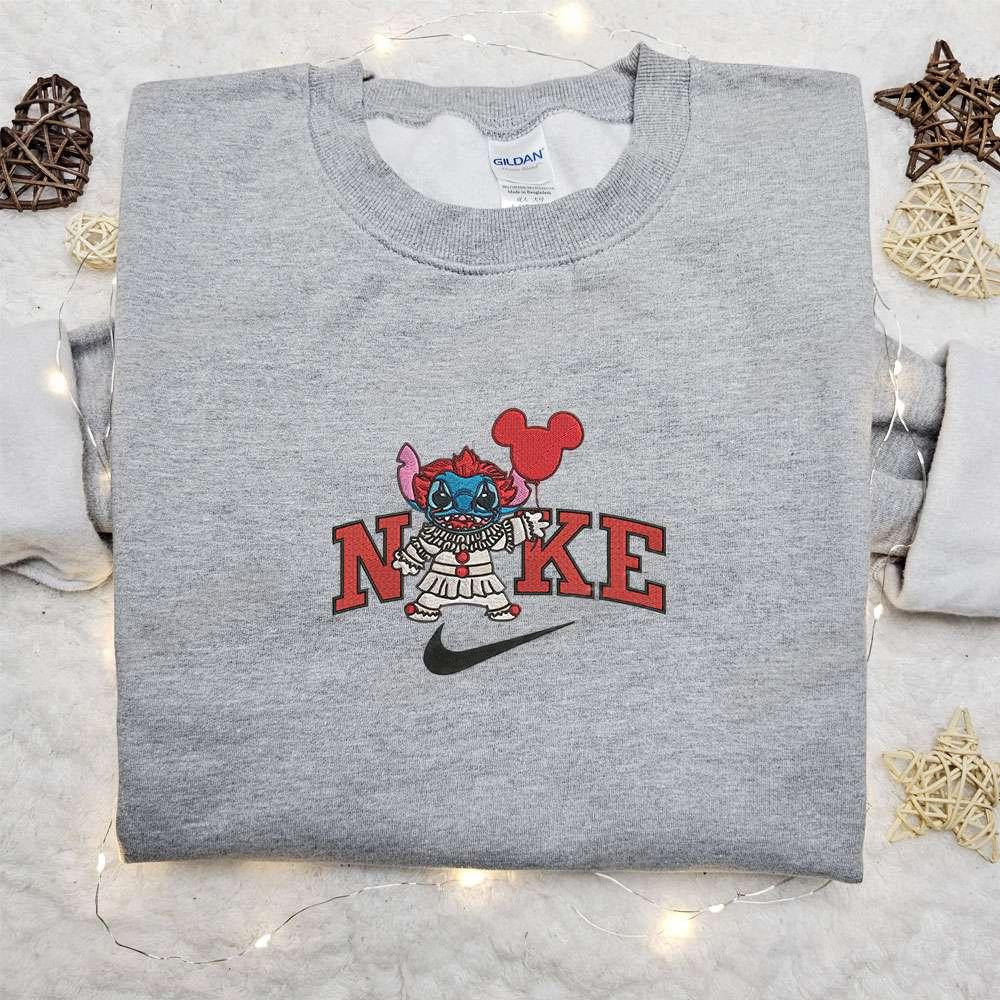 Stitch Pennywise Halloween x Nike Embroidered Sweatshirt Horror Movie Halloween Embroidered Shirt Best Halloween Gift Ideas