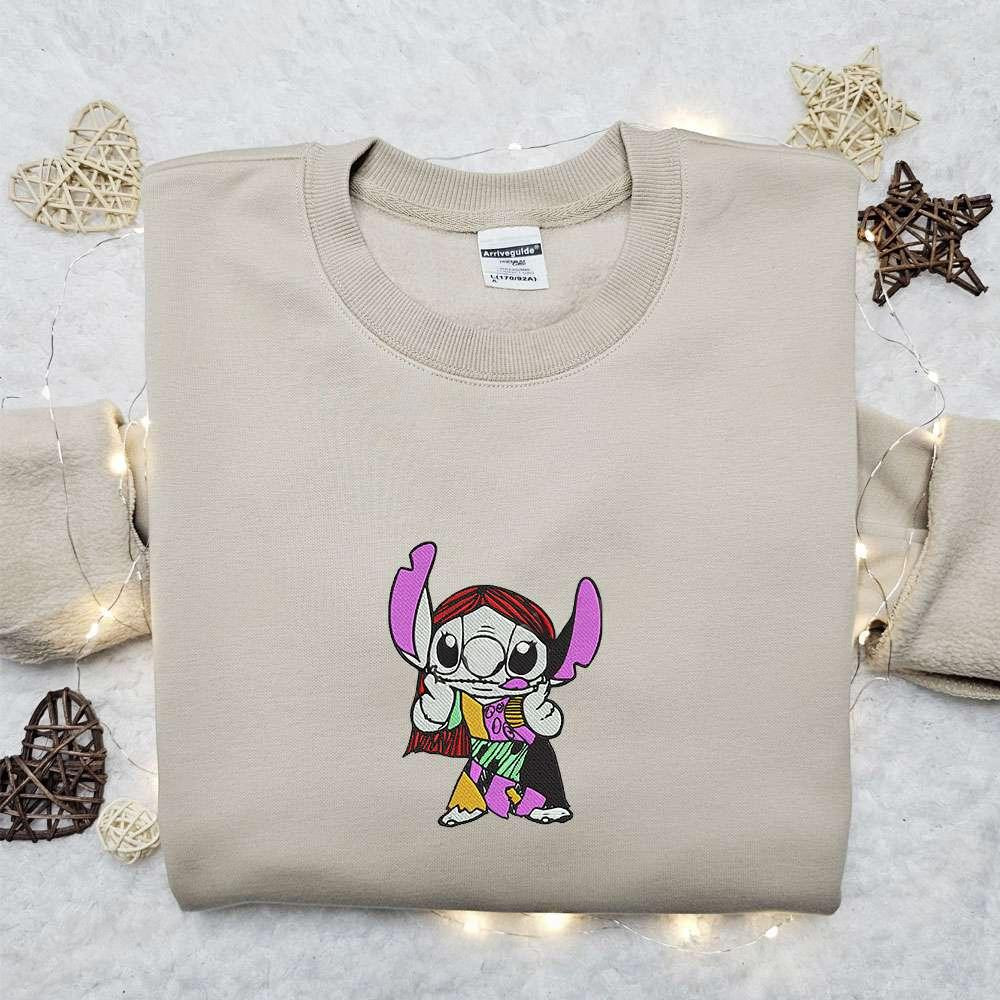 Stitch Sally Embroidered Shirt The Nightmare Before Christmas Embroidered Hoodie Best Halloween Gift Ideas