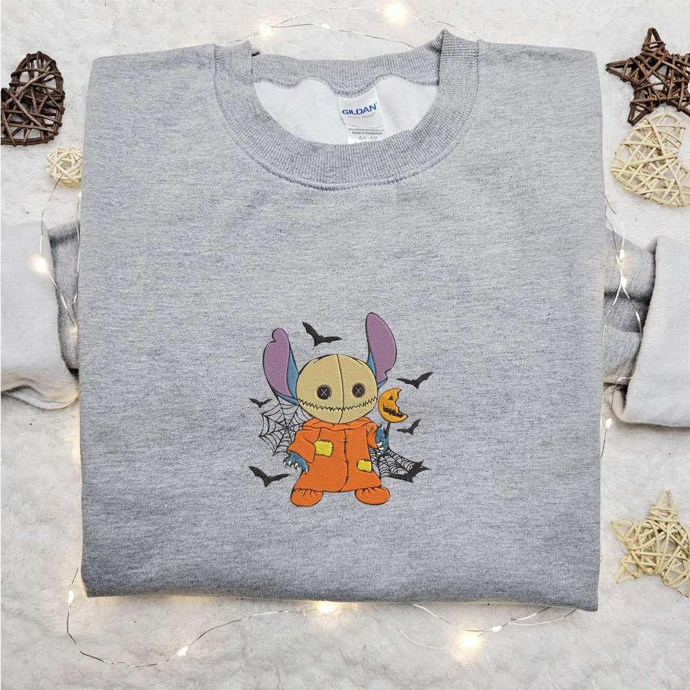 Stitch Sam Trick Or Treat Embroidered Shirt Disney Characters Embroidered Hoodie Best Halloween Gift Ideas