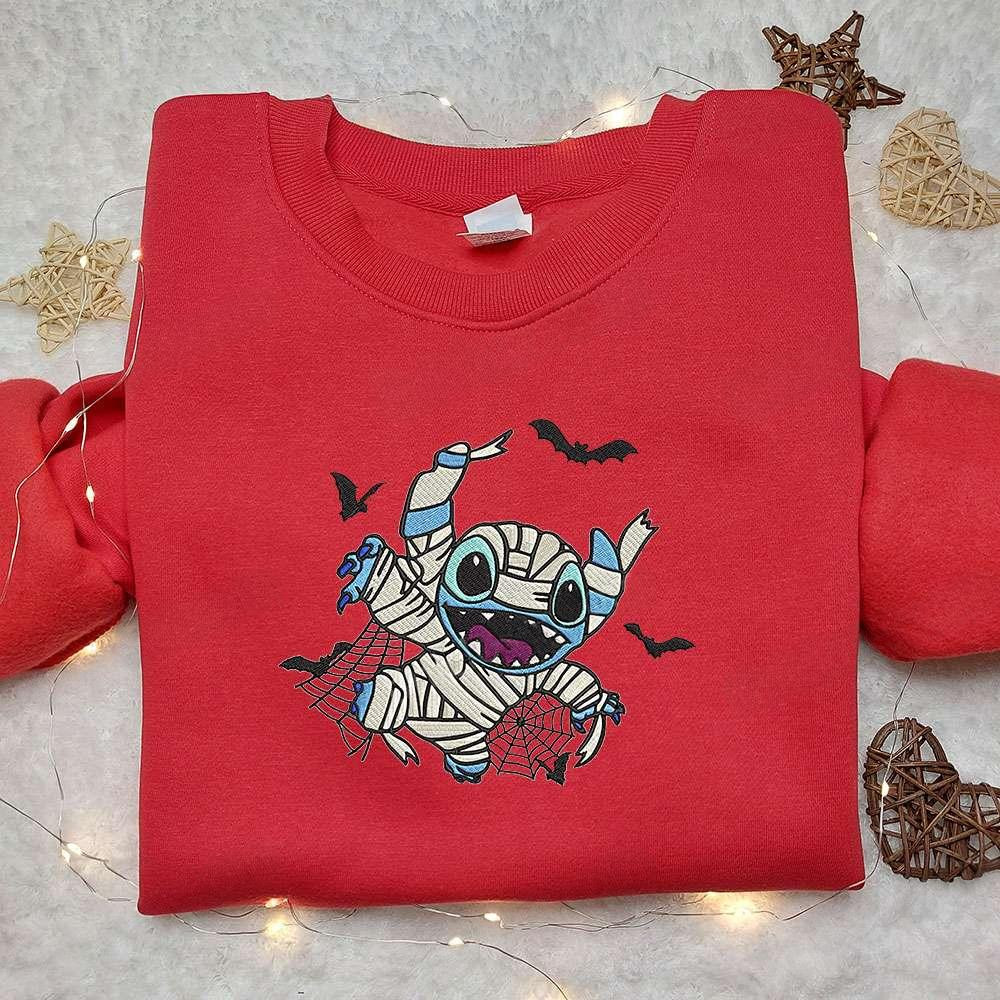 Stitch Scary Mummy Embroidered Shirt Disney Characters Embroidered Hoodie Best Halloween Gift Ideas