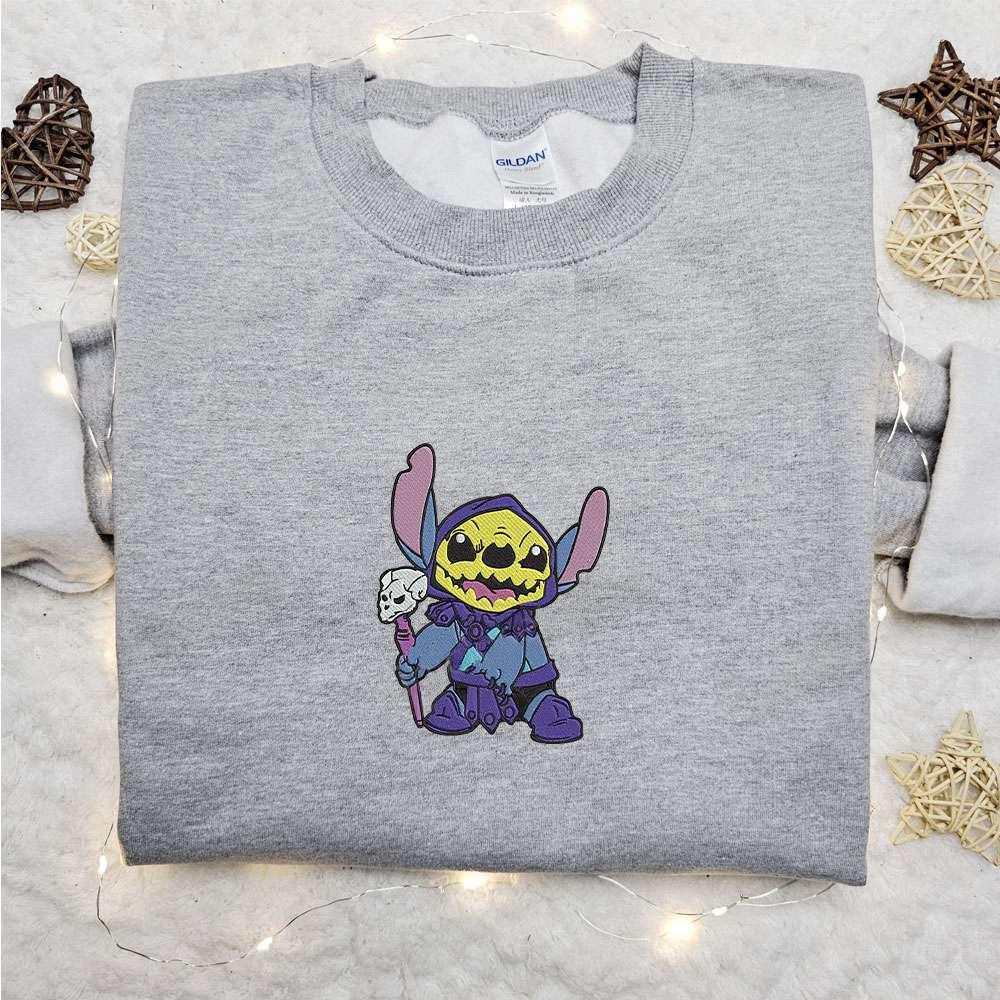 Stitch Skeletor Embroidered Shirt Disney Characters Embroidered Hoodie Best Halloween Gift Ideas