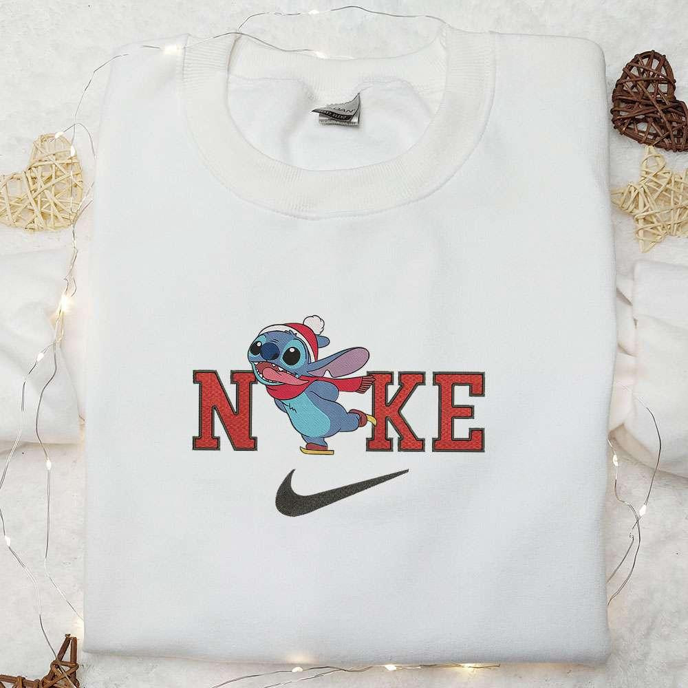 Stitch Ski x Nike Christmas Embroidered Sweatshirt Movie Christmas Embroidered Shirt Best Christmas Gift Ideas