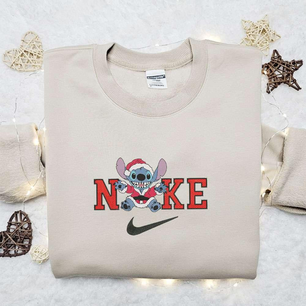 Stitch Smile Christmas x Nike Embroidered Sweatshirt Movie Christmas Embroidered Shirt Best Christmas Gift Ideas
