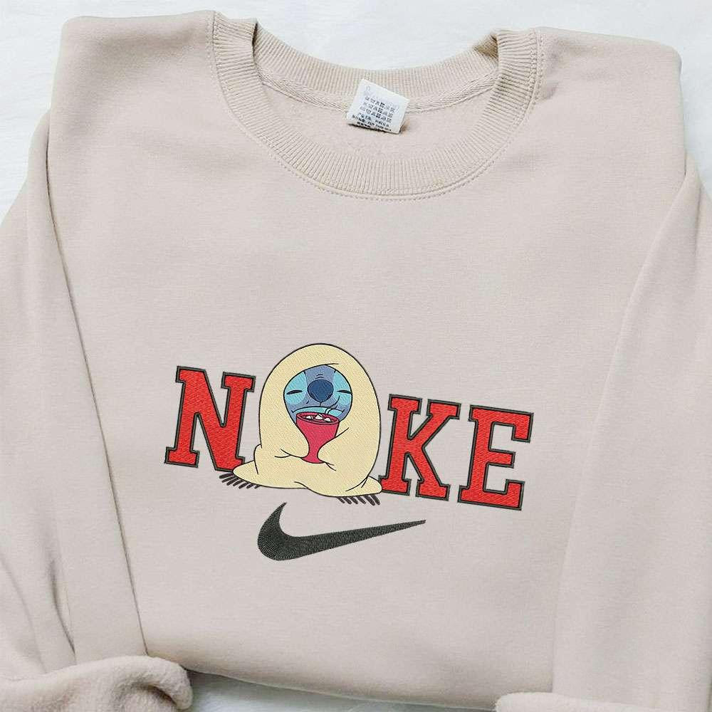 Stitch Warm Up x Nike Christmas Embroidered Sweatshirt Disney Movie Christmas Embroidered Shirt Best Christmas Gift Ideas