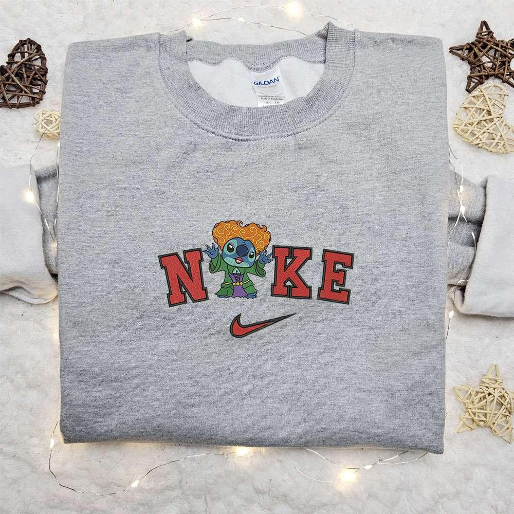 Stitch Winifred Sanderson x Nike Halloween Embroidered Sweatshirt Horror Movie Halloween Embroidered Shirt Best Halloween Gift Ideas