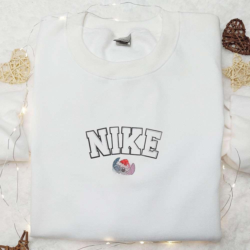 Stitch With Christmas Lights x Nike Embroidered Shirt Disney Characters Embroidered Hoodie Best Christmas Gifts For Family