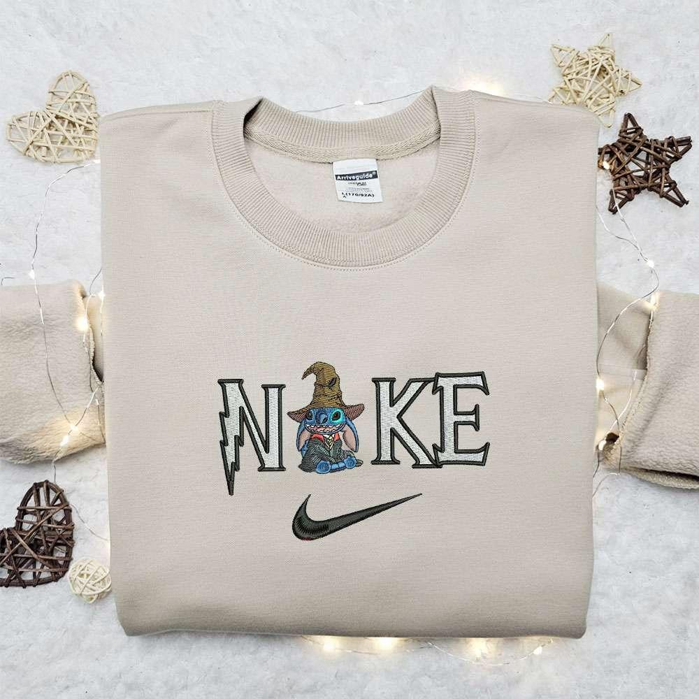 Stitch Wizard x Nike Embroidered Hoodie Nike Inspired Embroidered Shirt Best Halloween Gift Ideas