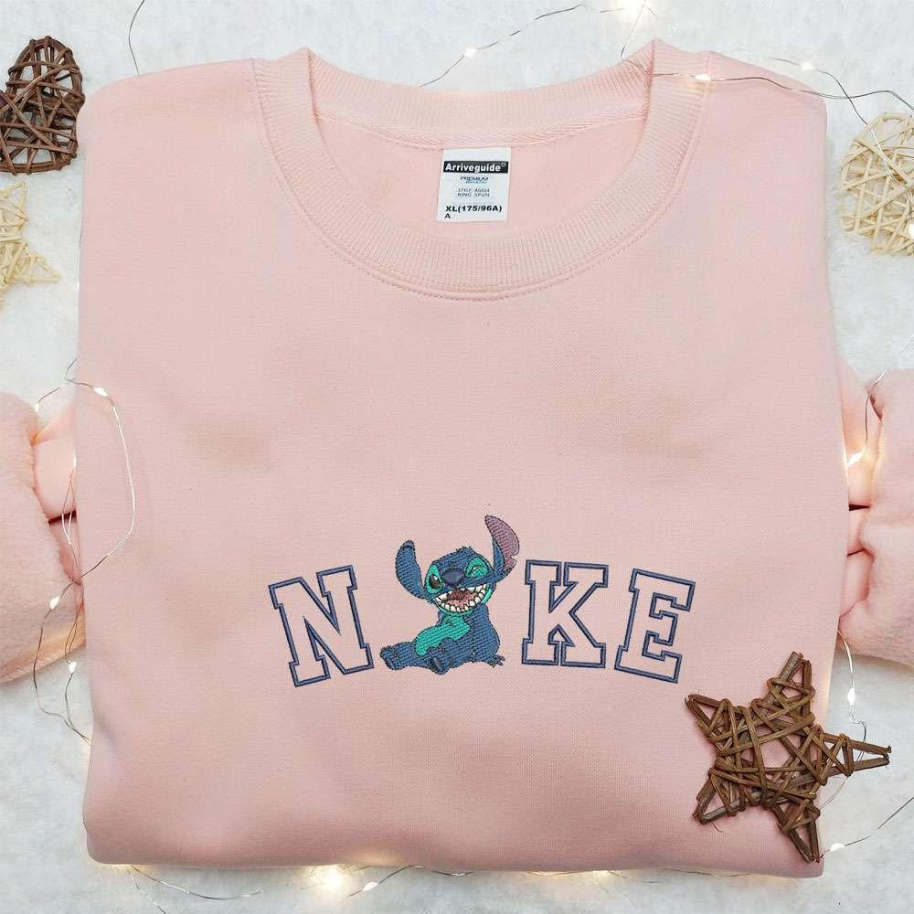Stitch x Nike Cartoon Embroidered Shirt Lilo and Stitch Embroidered Shirt Nike Inspired Embroidered Shirt