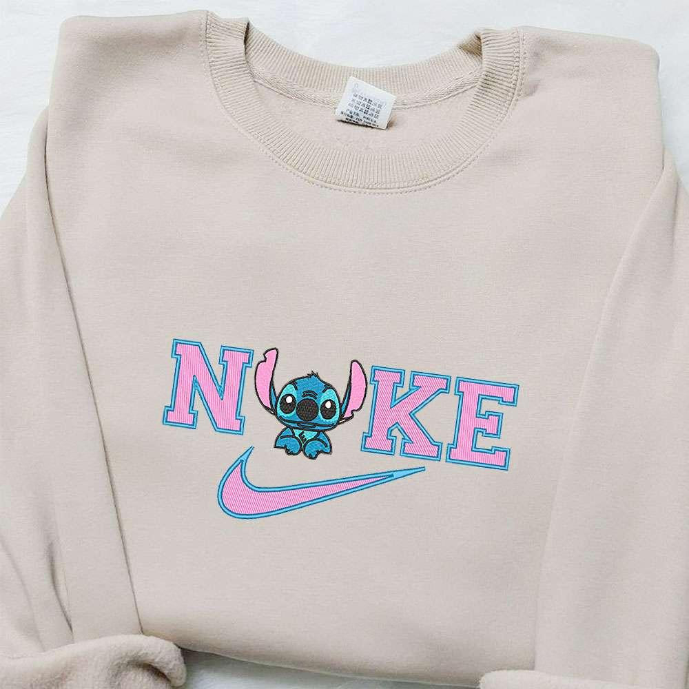 Stitch x Nike Cartoon Embroidered Sweatshirt Disney Characters Embroidered Hoodie Best Gift for Family