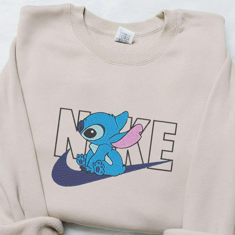 Stitch x Nike Cartoon Embroidered Sweatshirt Disney Characters Embroidered T shirt Best Gift Ideas for Family