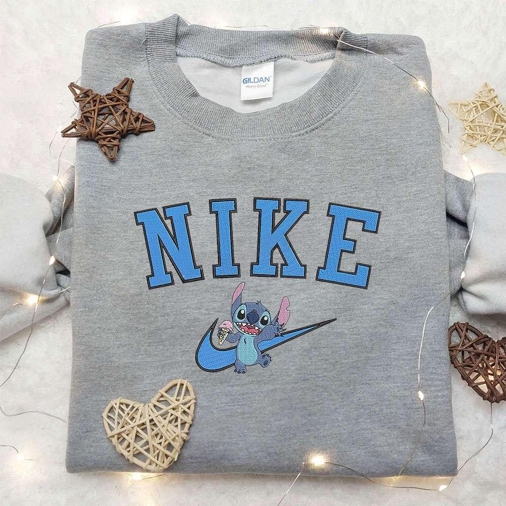 Stitch x Nike Embroidered Hoodie Nike Inspired Embroidered Shirt Best Birthday Gift Ideas