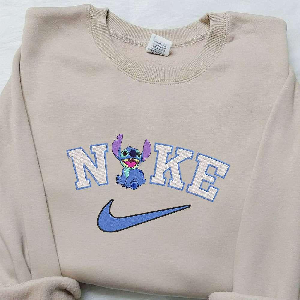 Stitch x Nike Embroidered Hoodie Nike Inspired Embroidered Shirt Best Birthday Gift Ideas