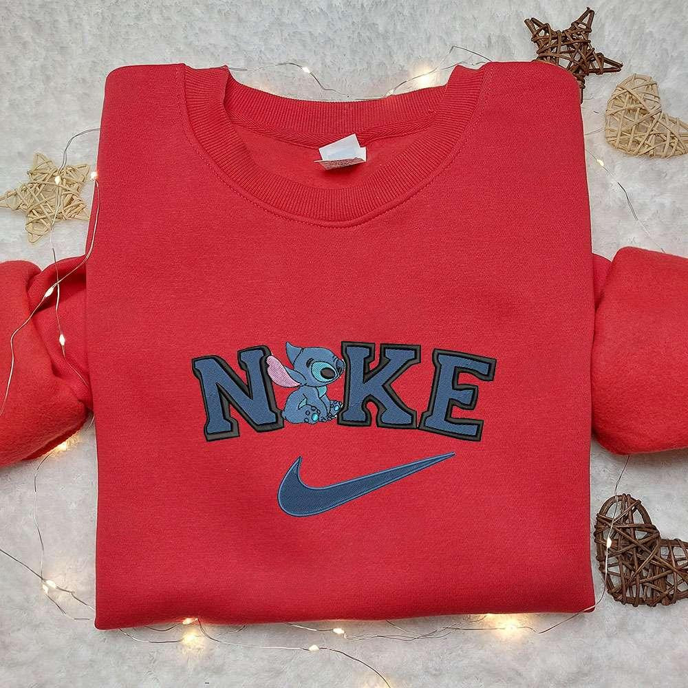 Stitch x Nike Embroidered Sweatshirt Nike Inspired Embroidered Shirt Best Gift for Family