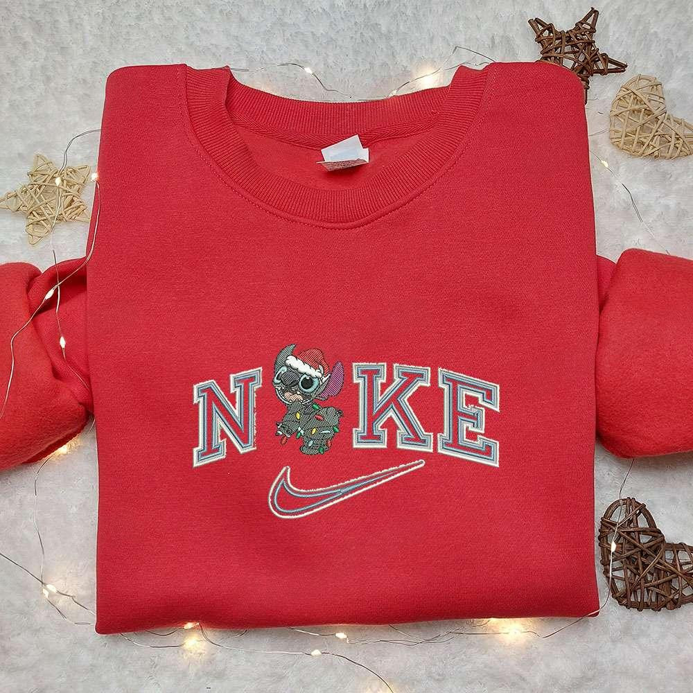 Stitch Xmas x Nike Embroidered Sweatshirt Nike Inspired Embroidered Shirt Best Christmas Gift Ideas