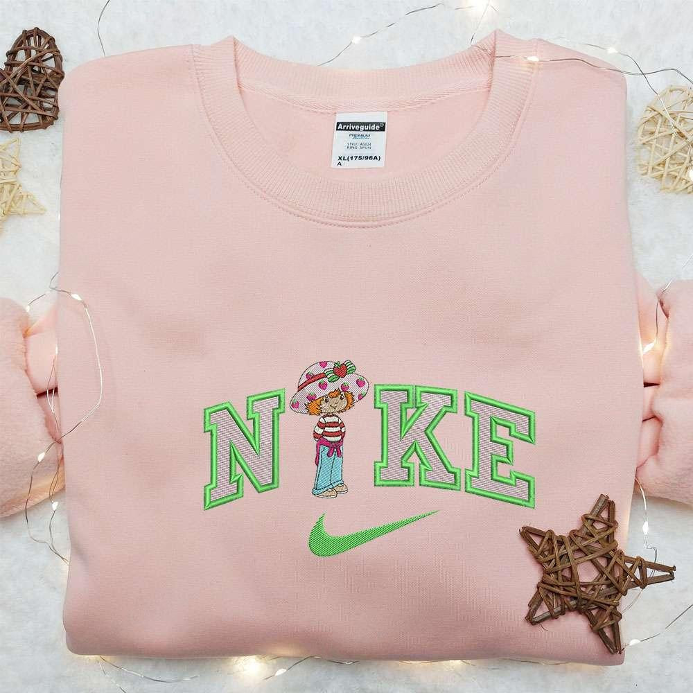 Strawberry Shortcake x Nike Cartoon Embroidered Sweatshirt Nike Inspired Embroidered Hoodie Best Gift Ideas for Family
