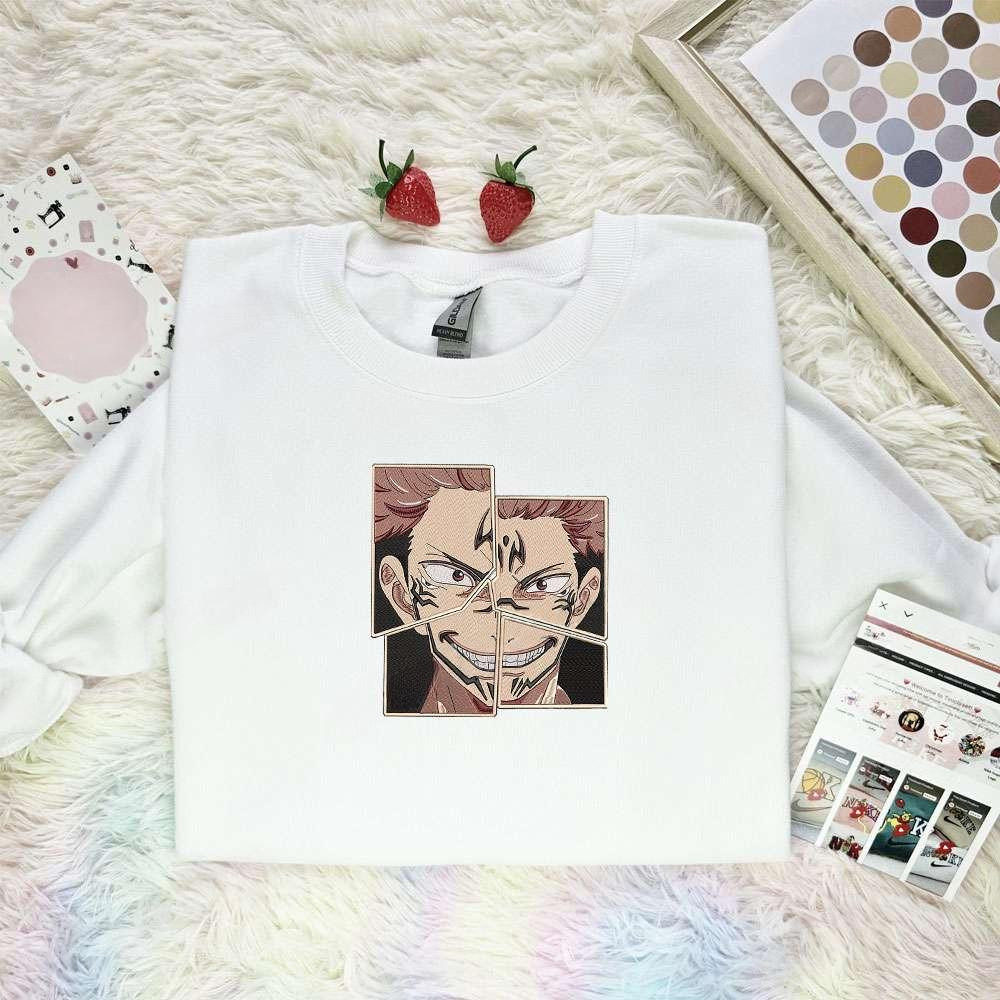 Sukuna Jujutsu Kaisen Anime Embroidered Shirt , Anime Embroidered T-shirt Sweatshirt Hoodie, Inspired Anime Movie, Best Gift for Anime Fans