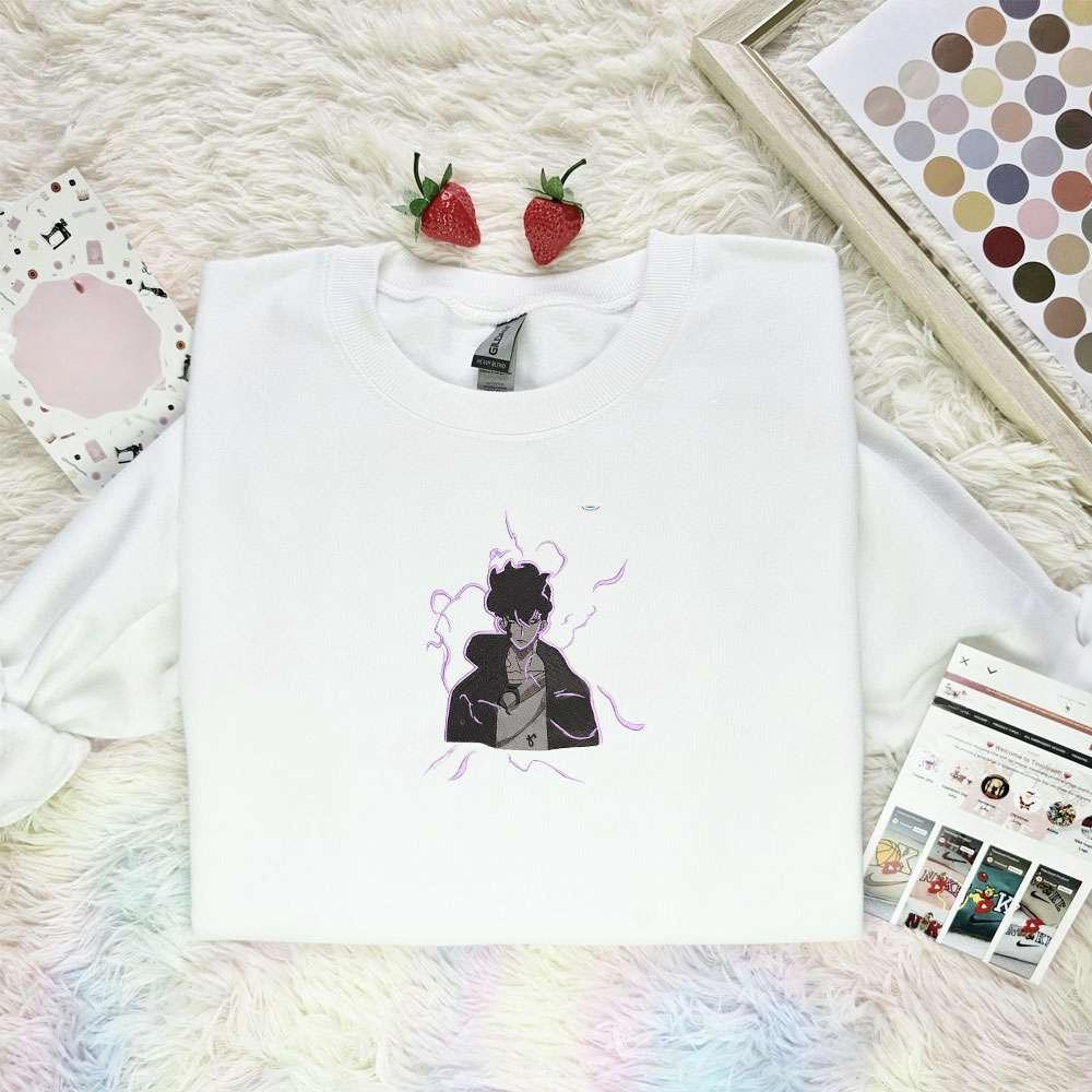 Sung Jinwoo Solo Leveling Anime Embroidered Shirt , Anime Embroidered T-shirt Sweatshirt Hoodie, Inspired Anime Movie, Best Gift for Anime Fans