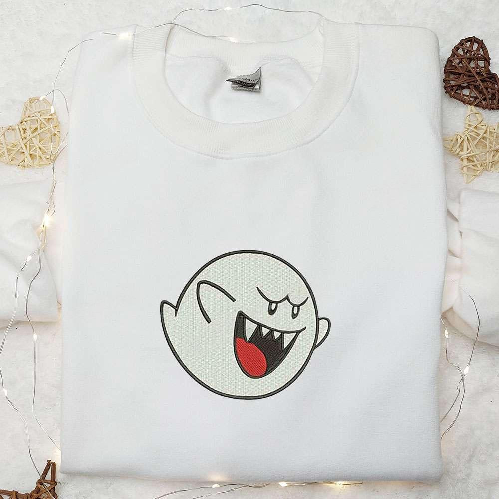 Super Mario Boo Ghost Embroidered Sweatshirt Adorable Halloween Shirt Best Halloween Gifts