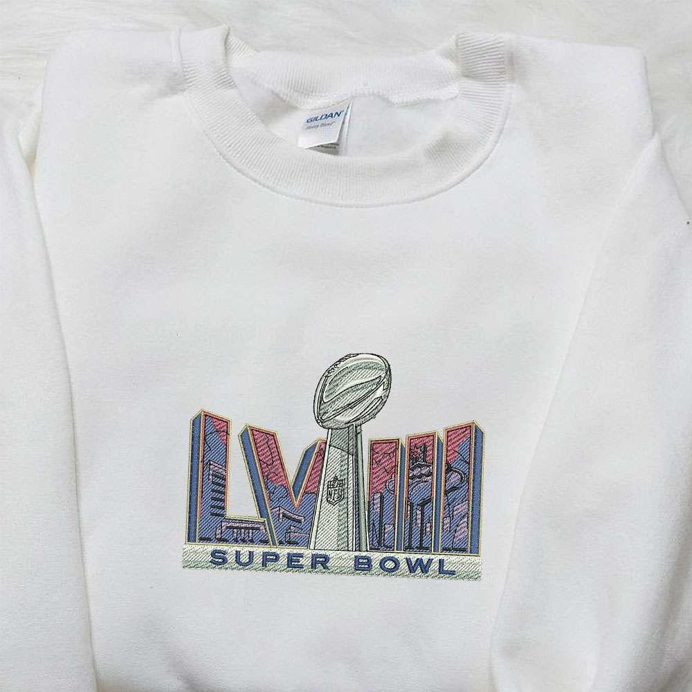 Superbowl LVIII Trophy Embroidered Shirt NFL Sports Embroidered Hoodie Best Gift Idea