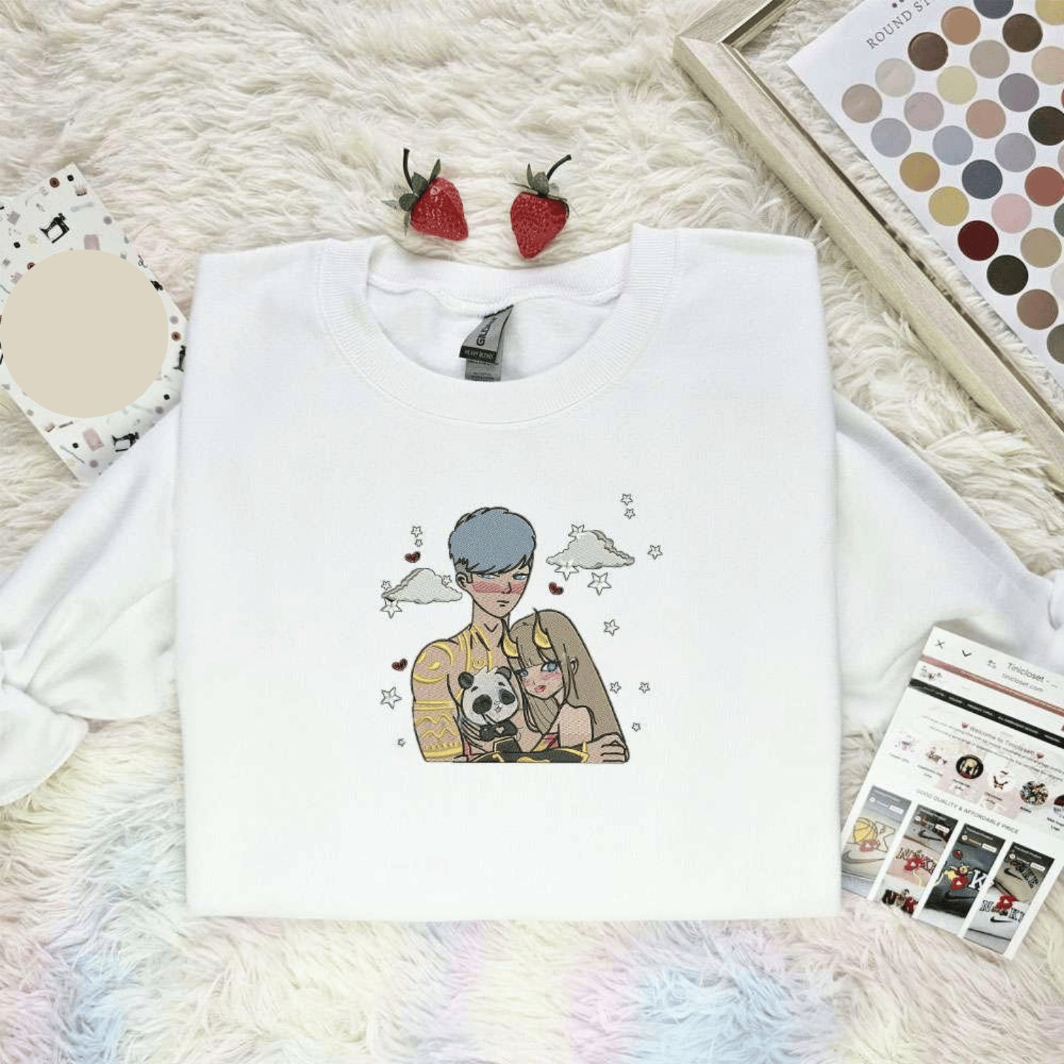 Sweet Anime Couple Embroidered Shirt, Inspired Anime Movie, Best Gift for Anime Fans
