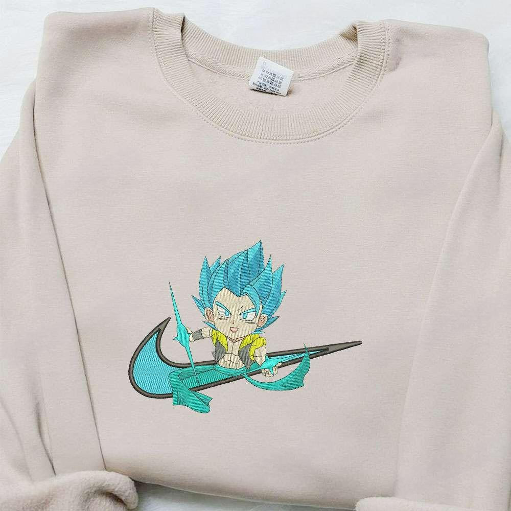 Swoosh Anime X Chibi Gogeta Embroidered Hoodie Cool Anime Clothing , Anime Embroidered T-shirt Sweatshirt Hoodie, Inspired Anime Movie, Best Gift for Anime Fans