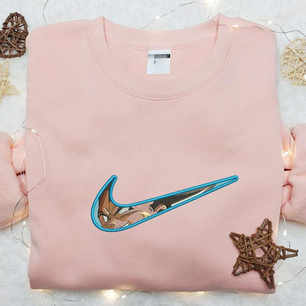 Swoosh Anime X Vegeta Super Saiyan Embroidered Hoodie Cool Anime Clothing , Anime Embroidered T-shirt Sweatshirt Hoodie, Inspired Anime Movie, Best Gift for Anime Fans