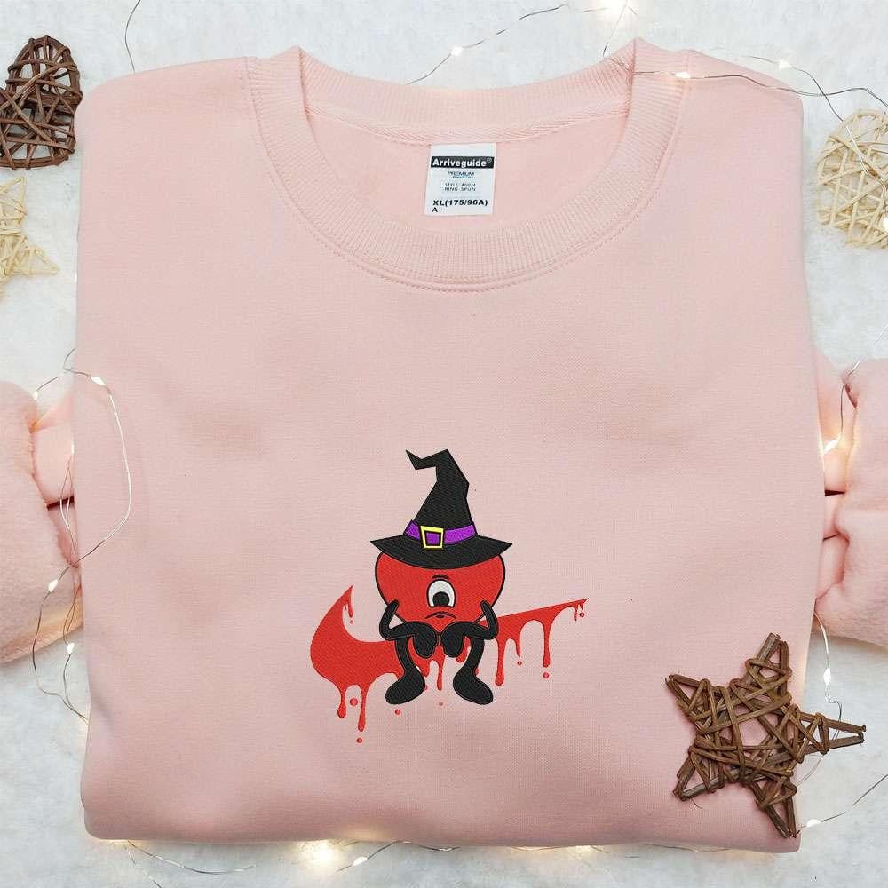 Swoosh Sad Heart Witch Bad Bunny Embroidered T shirt Halloween Embroidered T shirt Best Halloween Gift Ideas For Family